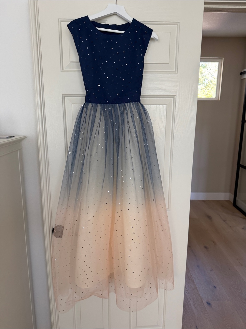 Girls Navy and Peach Ombre Tulle Party Sparkly Dress